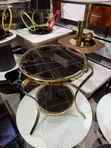 Modern Gold Round Glass Coffee Table - 5