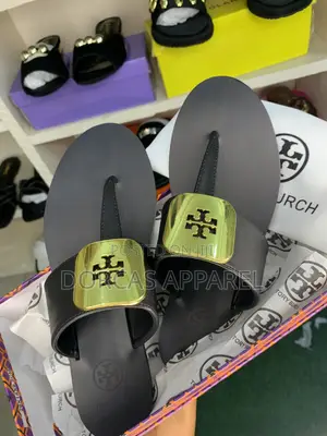 Tory Burch Women's Black Leather Slippers - Size 38