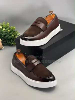 Executive Men's Brown Suede & Leather Loafers
