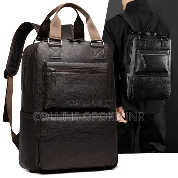 Luxury PU Business Backpack - Brown - 1