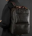 Luxury PU Business Backpack - Brown - 3