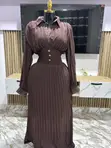 Green Pleated Ball Gown Dress - 1