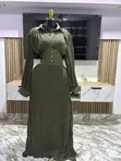 Green Pleated Ball Gown Dress - 2