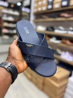 BOSS Hugo Boss Cross-Strap Slides - Deep Navy Blue