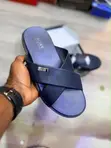 BOSS Hugo Boss Cross-Strap Slides - Deep Navy Blue - 2