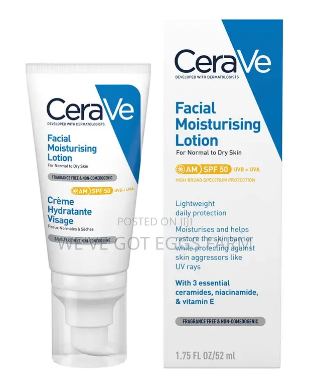 Original CeraVe AM Facial Moisturising Lotion SPF50 - 52ml UK - 1