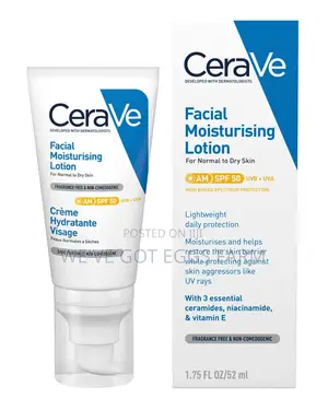 Original CeraVe AM Facial Moisturising Lotion SPF50 - 52ml UK