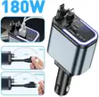 180W Super Fast Car Charger with Dual Telescopic Cable & Bluetooth - 4