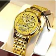 Men's Luxury Hollow Noctilucence Waterproof Calendar Watch - Gold - 2