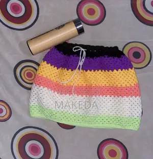 Handmade Crochet Mini Skirt - Multi-Color Acrylic