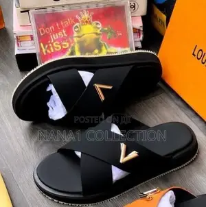 Louis Vuitton Leather Cross-Strap Slippers