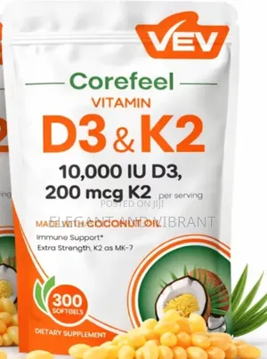Vitamin D3 & K2 with Coconut Oil, 300 Softgels