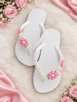 Luxury Pearl Floral Beaded Slippers for Ladies - 2