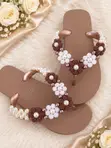 Luxury Pearl Floral Beaded Slippers for Ladies - 5