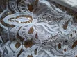 White Cord Lace Fabric with Gold Sequins & Satin Lining - 2