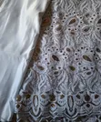 White Cord Lace Fabric with Gold Sequins & Satin Lining - 5