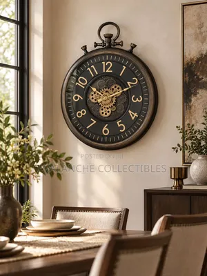 Vintage Pocket Watch Inspired Wall Clock - 60cm