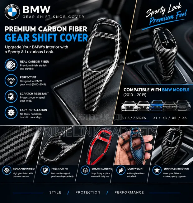BMW Carbon Fibre Gear Knob Cover - 1