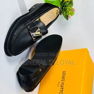 Louis Vuitton Black Textured Leather Men's Dress Loafers