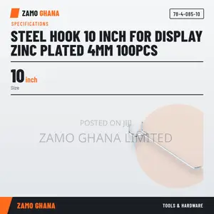 10 Inch Zinc Plated Steel Display Hooks (4mm, 100 Pcs)