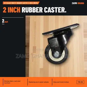 Tera 2 Inch Black/White Rubber Swivel Caster