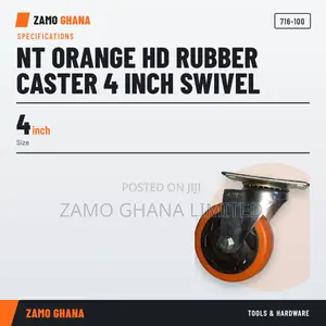 NT Orange HD Rubber Caster 4 Inch Swivel