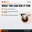 NT Orange HD Rubber Caster 4 Inch Swivel + Brake - 3