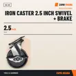 Tera Iron Caster 2.5 Inch Swivel + Brake - 2