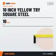 10 Inch Yellow Try Square Steel - 2
