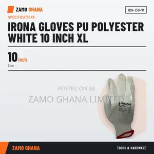 Irona PU Polyester Gloves - White, XL (10 Inch)
