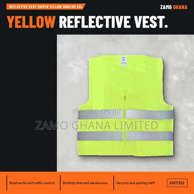 Ace-Tek Reflective Safety Vest with Zipper - Yellow, XXL - 1