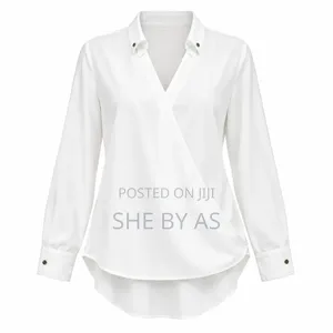 Elegant Women's White Wrap Blouse - Office Wear