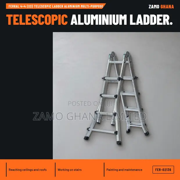 Ferral 4+4 Telescopic Ladder (x2) Aluminium Multi-Purpose - 1