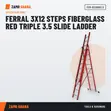 Ferral 3X12 Fiberglass Red Triple Slide Ladder - 1