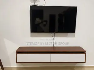 White and Brown TV Unit Console