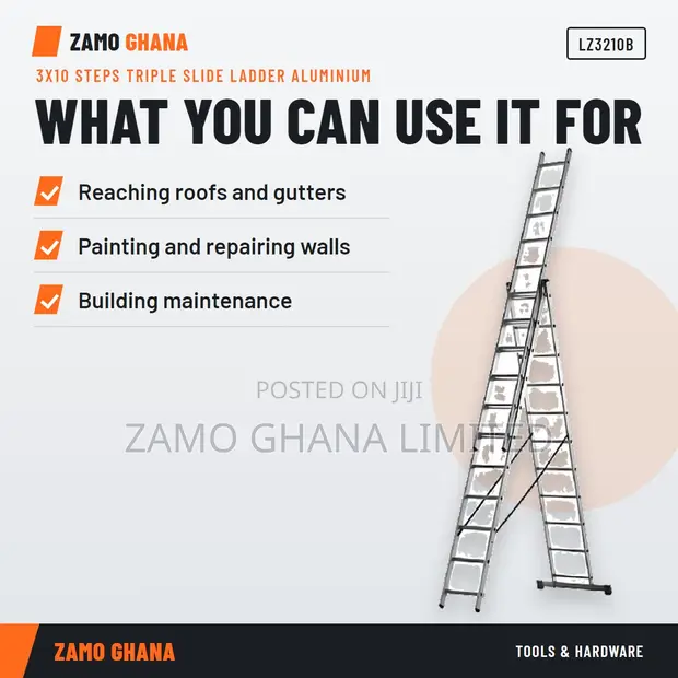 Tera 3x10 Steps Triple Slide Ladder Aluminium - LZ3210B - 1