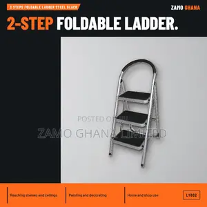 Tera 2-Step Foldable Steel Ladder - Black