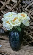 Minimalistic Emerald Green Flower Vase with Pink Tulips - 3