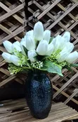 Minimalistic Emerald Green Flower Vase with Pink Tulips - 4