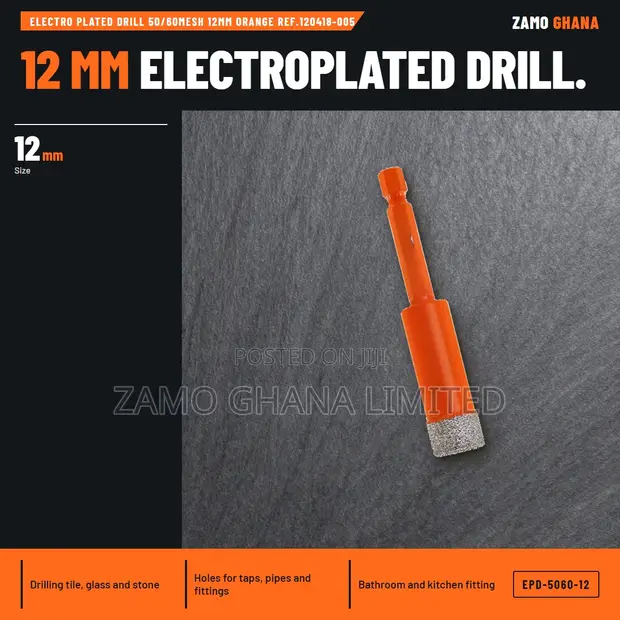 Hunter Electro Plated Drill Bit 12mm Orange - 1