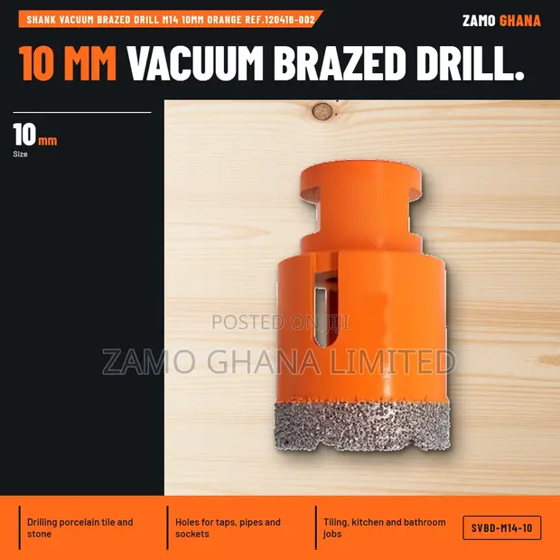 Shank Vacuum Brazed Drill Bit M14 10mm - 1