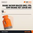 Shank Vacuum Brazed Drill Bit M14 12mm Orange - 2