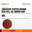 SAIT Abrasive Paper Round Red Vel-Ae 180mm 60P - 2