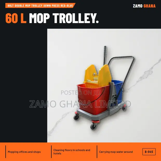 60Lt Double Mop Trolley with Down Press - 1