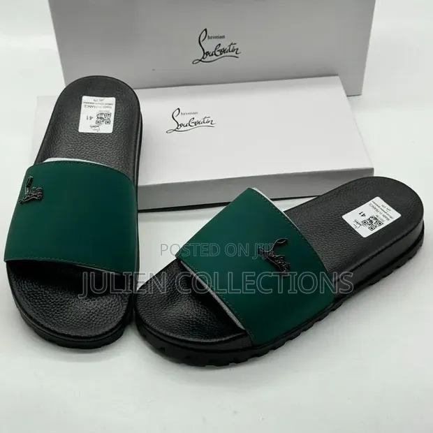 Christian Louboutin Slides - Black/Grey/Green - 1