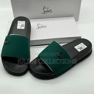 Christian Louboutin Slides - Black/Grey/Green