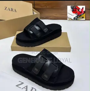 Black Suede Zara Men's Casual Slippers