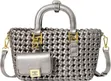 Luxury Woven Handbag Set - Silver & Burgundy - 3