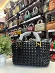 Luxury Woven Handbag Set - Silver & Burgundy - 5