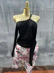 Black Long Sleeve Top & Skirt Set - 1